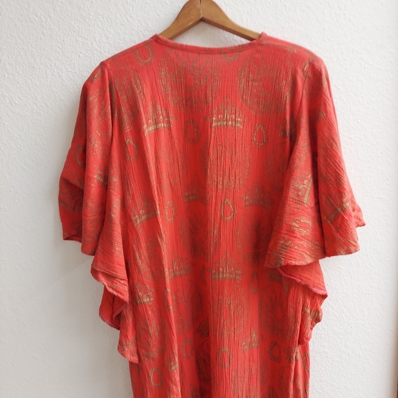 70's Vintage Ruffle Sleeve Maxi Kaftan Dress - Picture 6 of 8